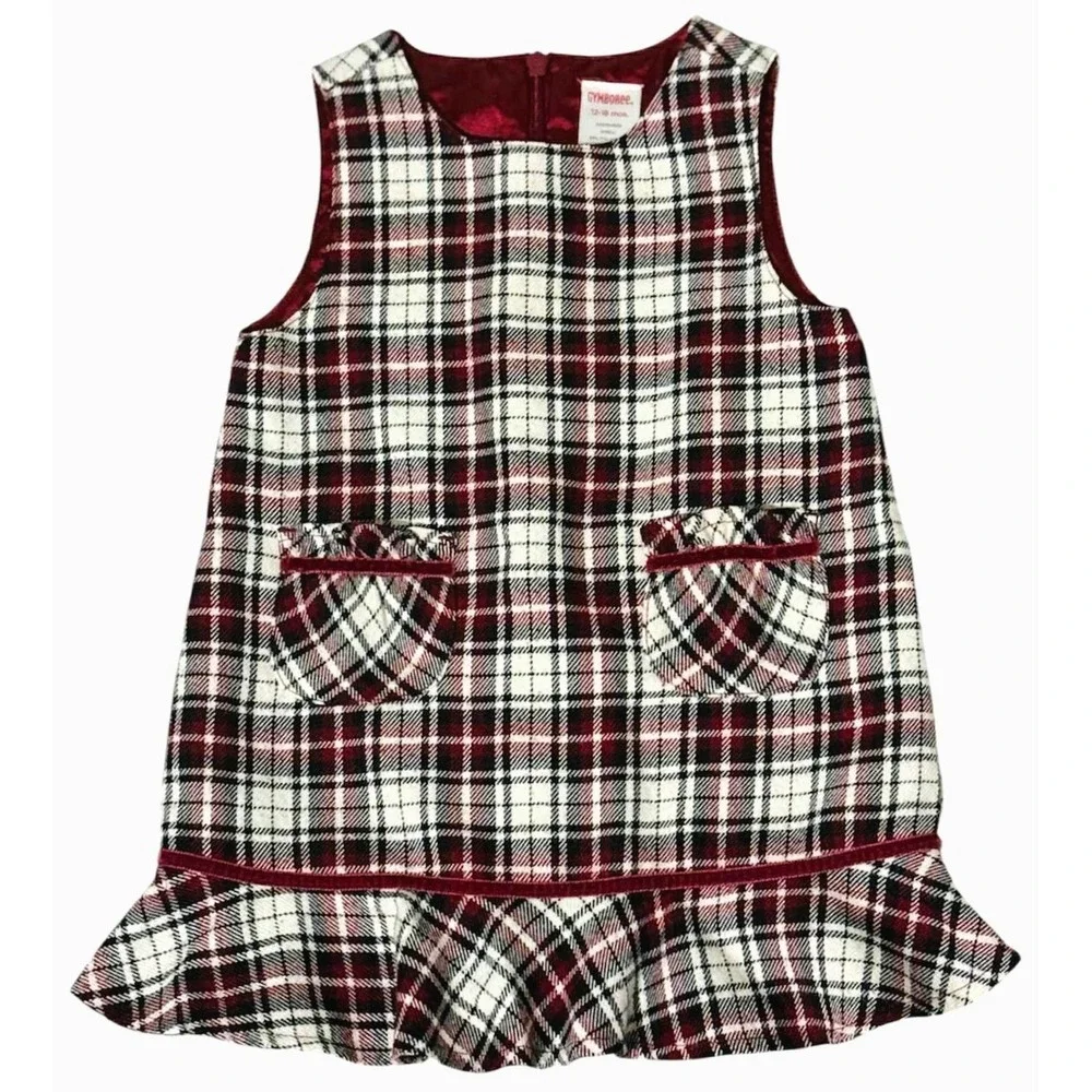 EUC Gymboree Traditions Size 12 18 Months Sleeveless Holiday Red Plaid Dress
